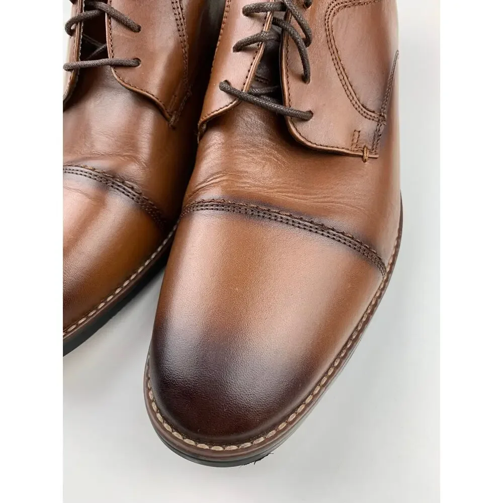 Nunn Bush Westfield Oxford Dress Shoes Brown Leather Cap Toe Comfort Gel Mens 12